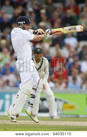 MANCHESTER, ENGLAND - August 03 2013: batting Ian Bell  during day three of  the Investec Ashes 3rd test match at Old Trafford Cricket Ground, on August 03, 2013 in London, England.