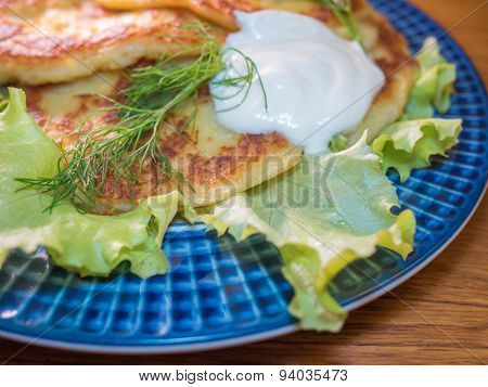 Potato Pankakes With Cream Frache