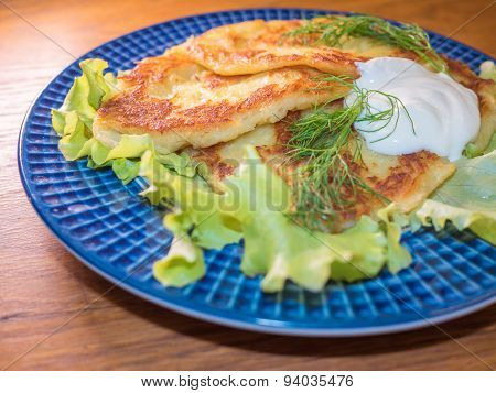 Potato Pankakes With Cream Frache