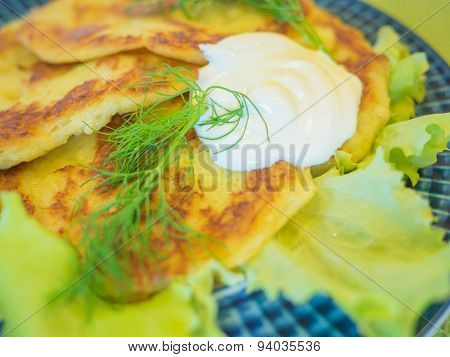 Potato Pankakes With Cream Frache