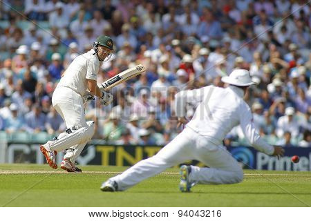 LONDON, ENGLAND - August 21 2013: Shane Watson batting during day one of the 5th Investec Ashes cricket match between England and Australia played at The Kia Oval Cricket Ground on August 21, 2013