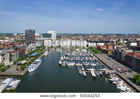 Antwerp, Belgium - May 10, 2015: Yachts Moored In The Willem Dock In Antwerp, Belgium.