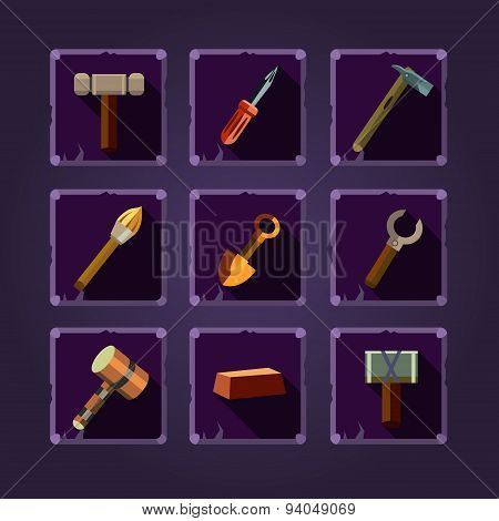 Set of cartoon hand tools. Vector