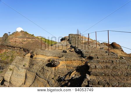 Winding mountain trekking path at Pico do Areeiro, Madeira, Portugal