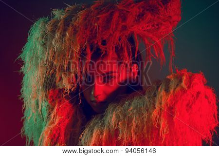 Fashion color portrait beautiful model woman face i