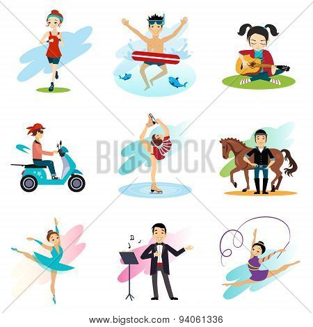 Active lifestyle, Hobbies, Healthy Lifestyle Set