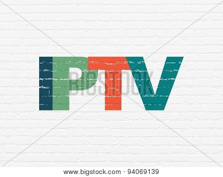 Web design concept: IPTV on wall background