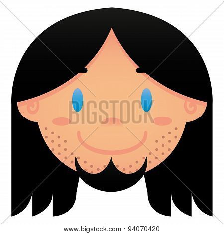 Vector Cartoon Face Isolated On White Background