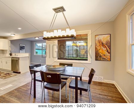 Elegant Dinning Room With Windows.