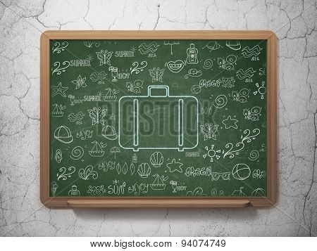 Travel concept: Bag on School Board background