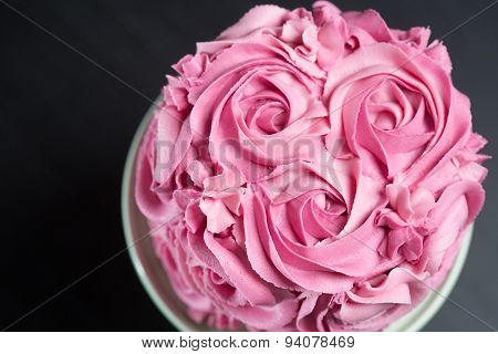 Cake Decorated With Pink Roses