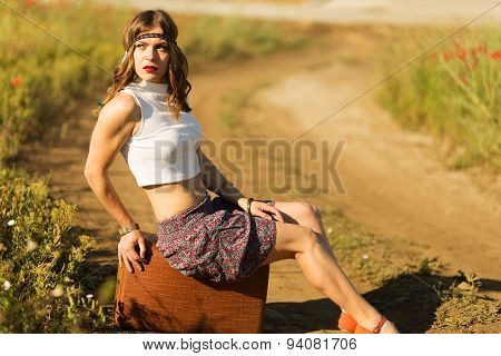 Beautiful Girl On A Road