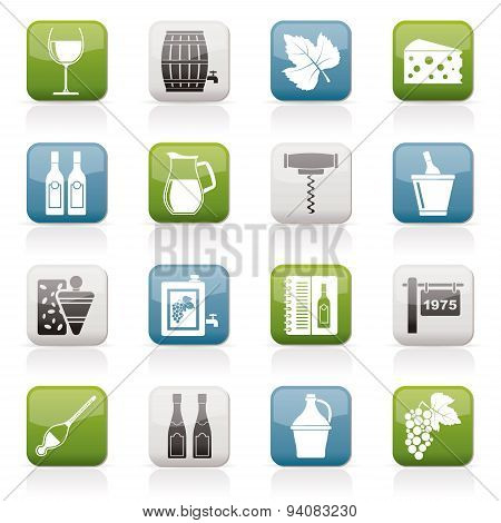 Wine industry objects icons