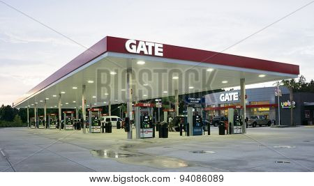 JACKSONVILLE, FL - JUNE 22, 2015: A Gate Petroleum gas station in Jacksonville. Gate Petroleum is headquartered in Jacksonville and has over 225 gas stations in six states with over 2,200 employees.