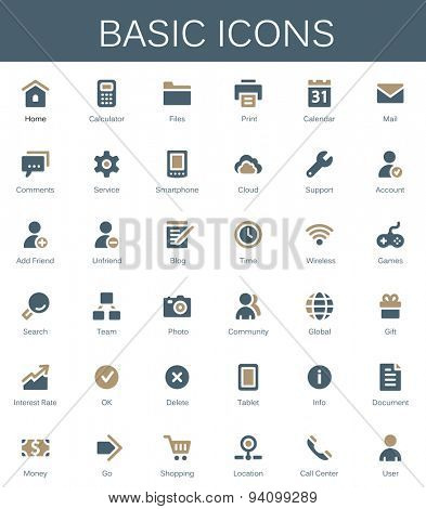 Basic web icons. Modern vector pictograms