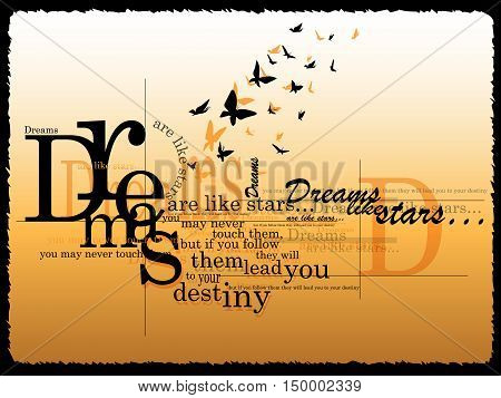 Fashion background. Letters on a background with butterflies