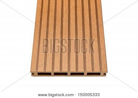 Ligneous composite decking plank isolated on white