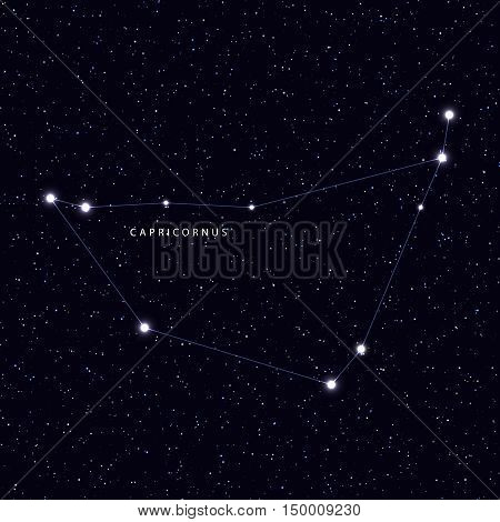 Sky Map with the name of the stars and constellations. Astronomical symbol constellation Capricornus