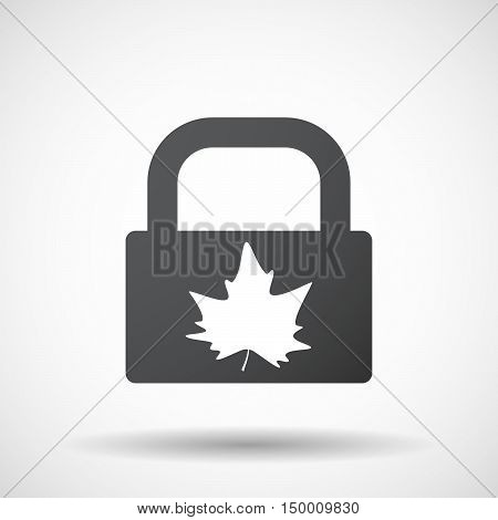 Isolated Lock Pad Icon With An Autumn Leaf Tree