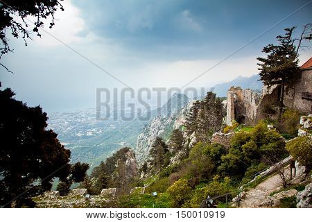 Ruins of Saint Hilarion Castle in Cyprus