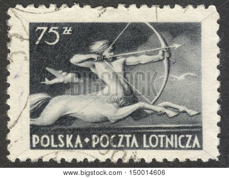 MOSCOW RUSSIA - CIRCA SEPTEMBER 2016: a post stamp printed in POLAND shows Centaur the series 