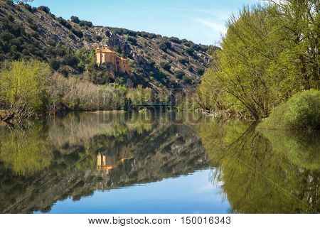 Beautiful Landscape With River Duero, St. Saturio Chirch And Reflections In Water