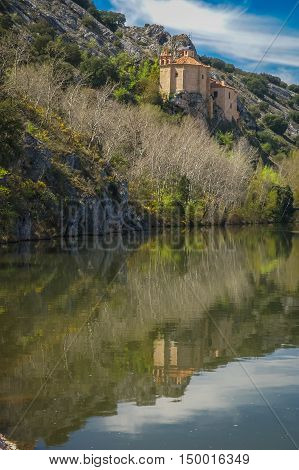 Beautiful Landscape With River Duero, St. Saturio Chirch And Reflections In Water