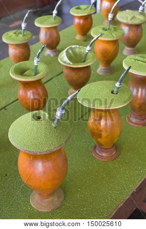 Line with Chimarrao drinks prepared in different forms
