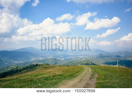 Walkway On Top Of The Hill In Carpathian Mountains