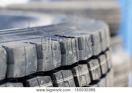 Textured pattern of a new truck tire background