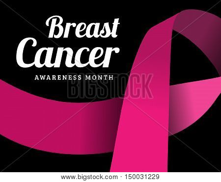 Breast cancer awareness symbol, isolated on dark background. Vector illustration