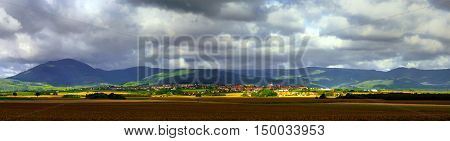 Beautiful Colorful Rural Landscape With Contrast Areas Of Light And Shadows
