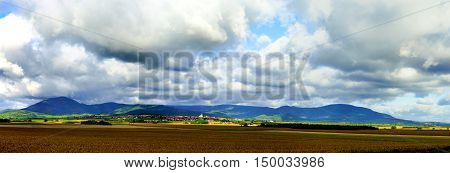 Beautiful Colorful Rural Landscape With Contrast Areas Of Light And Shadows