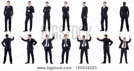 Collage of businessman isolated on white
