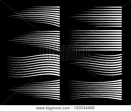 Speed lines set. Motion effects collection for your design. Vector template illustration