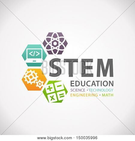 STEM Education Concept Logo. Science Technology Engineering Mathematics.