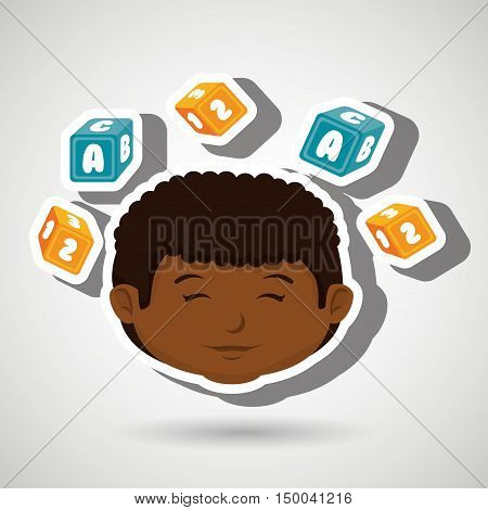 child boy cartoon cubes alphabet letters vector illustration eps 10