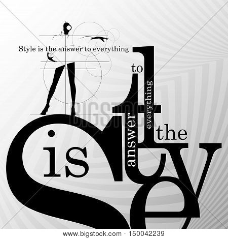 Fashion girl in sketch-style. Fashion quote. Vector illustration.