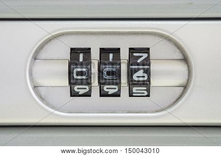 Closeup code number for lock the old suitcase background with 006 password