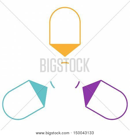 Infographic 3 Positions. Color Arrows arranged in circle pointing inside the circle.