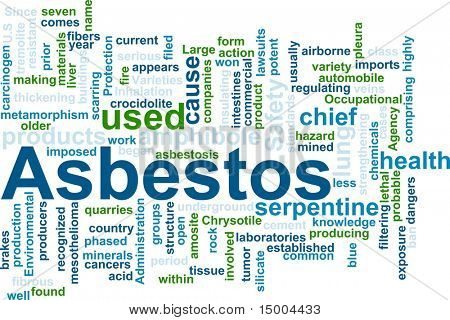 Word cloud concetto illustrazione della pericolosità dell'amianto