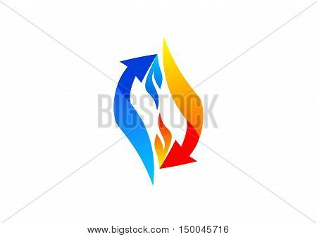 arrows flame connection logo, arrows elements network connection symbol icon vector design.