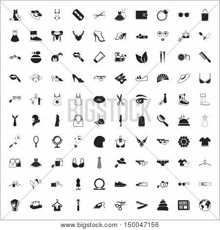 fashion 100 icons  universal set for web and mobile flat