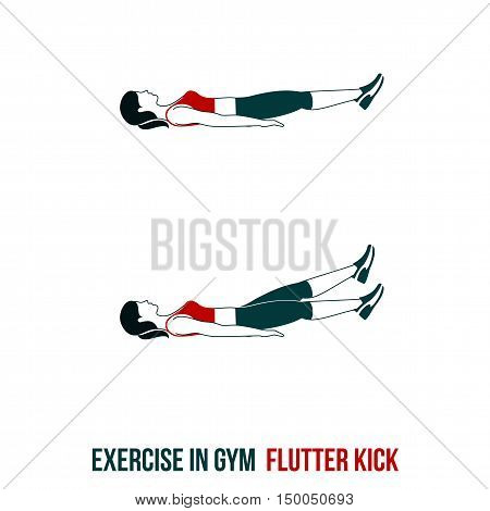 Fitness, Aerobic and workout exercise in gym. Vector set of workout icons in flat style isolated on white background.