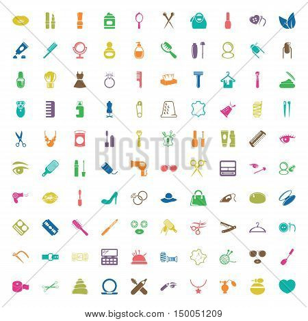 fashion 100 icons  universal set for web and mobile flat