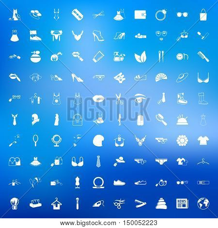 fashion 100 icons  universal set for web and mobile flat