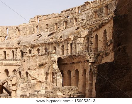 well saved ancient amphitheater in El Djem