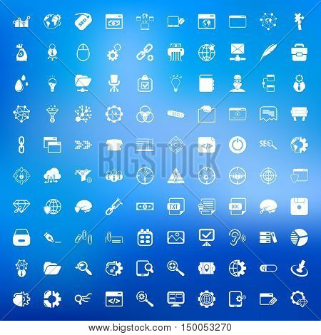 seo 100 icons set for web flat