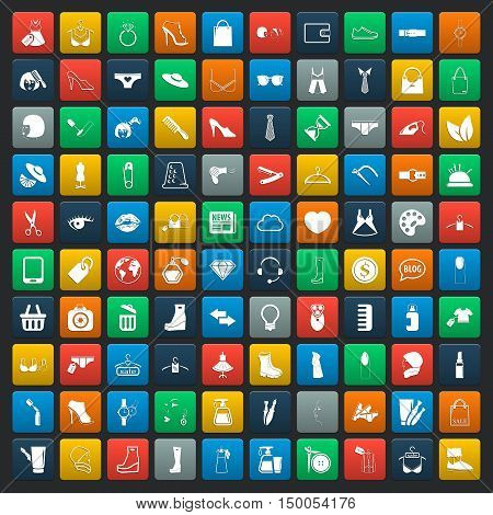 fashion 100 icons  universal set for web and mobile flat