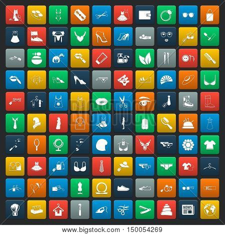 fashion 100 icons  universal set for web and mobile flat